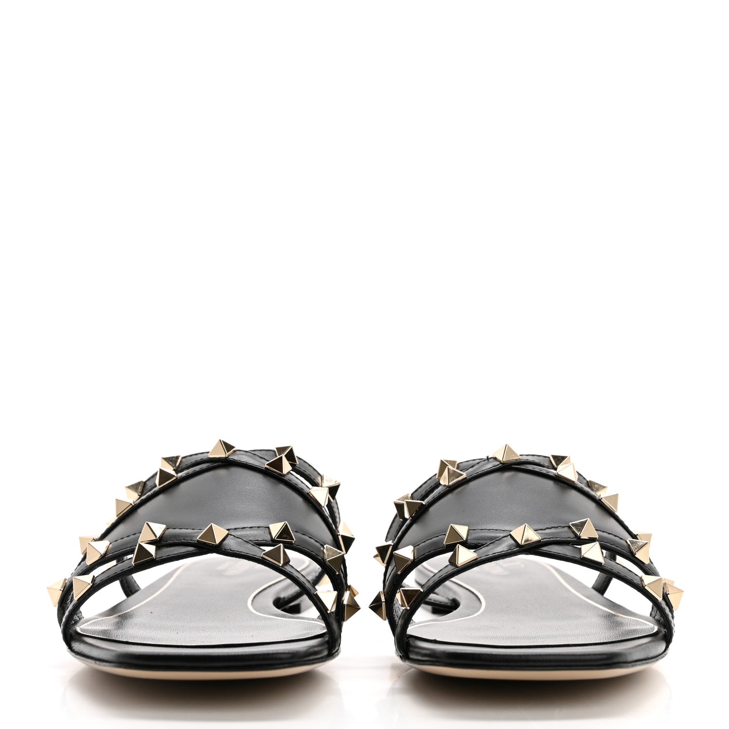 Calfskin Rockstud Slide Sandals 40 Black