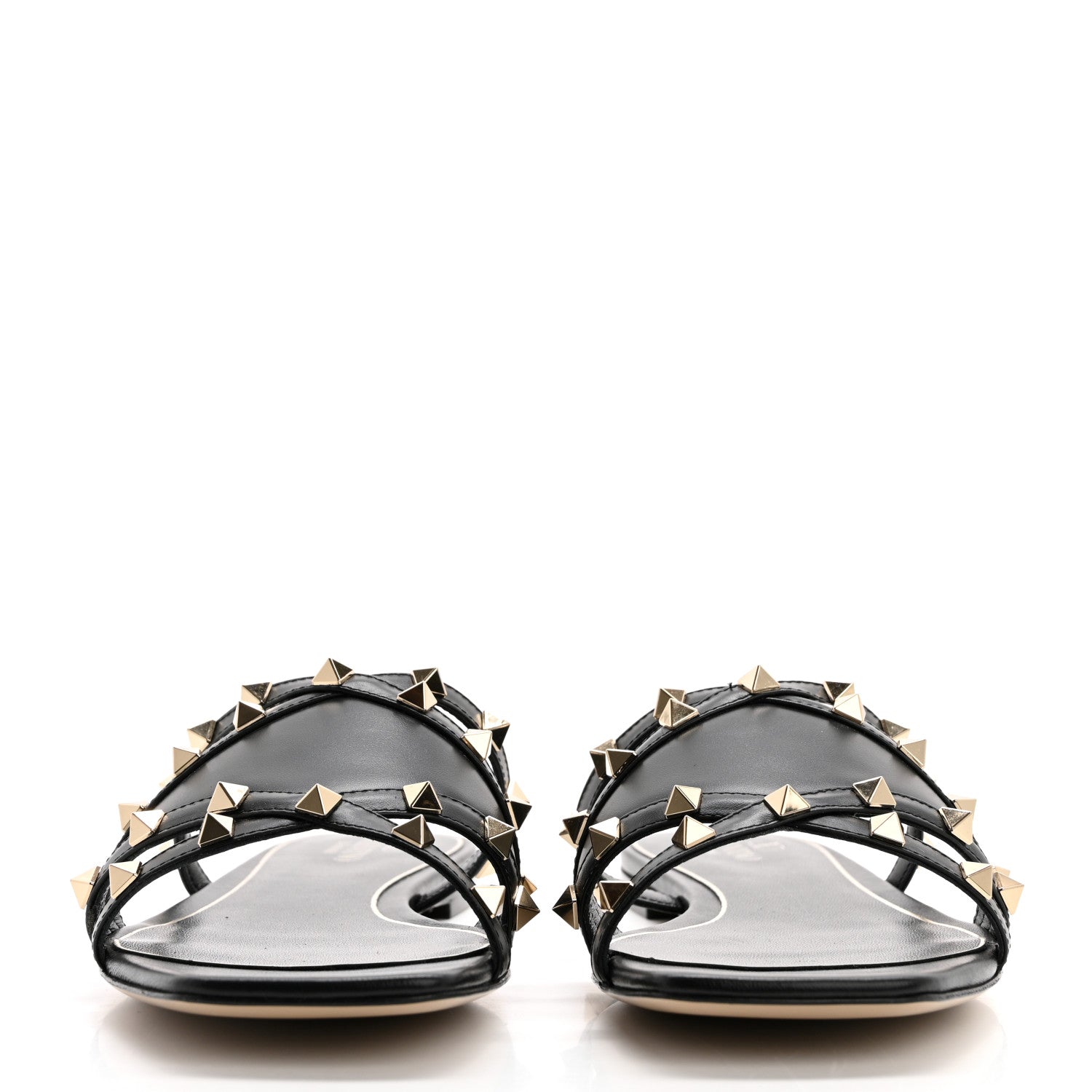 Valentino Garavani Calfskin Rockstud Slide Sandals 40 Black 2 of 9