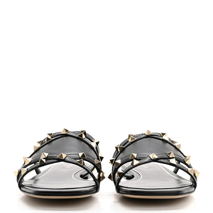 Valentino Garavani Calfskin Rockstud Slide Sandals 40 Black 2 of 9