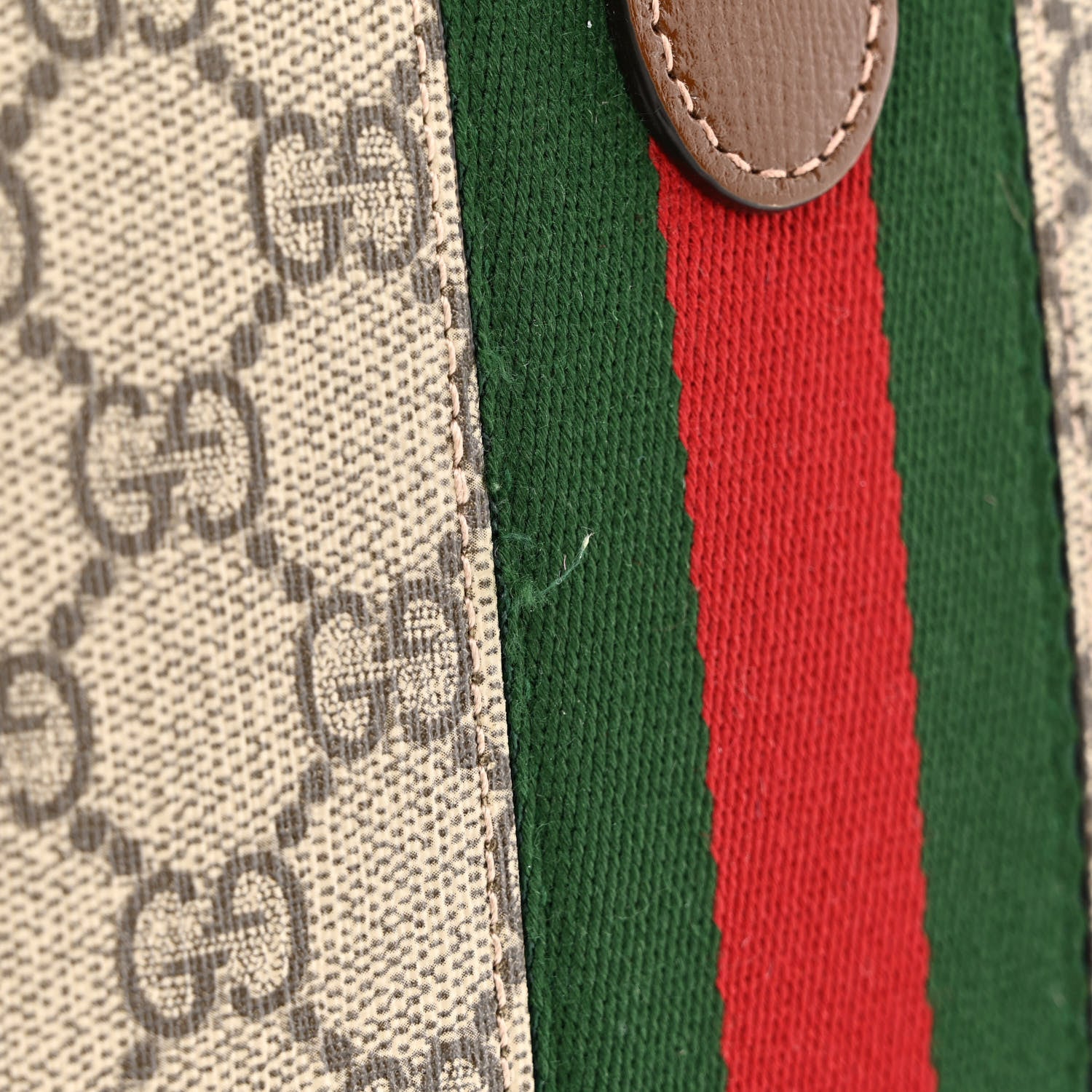Gucci GG Supreme Monogram Azalea Calfskin Web Medium Jackie 1961 Tote Beige Ebony Brown Sugar 11 of 12