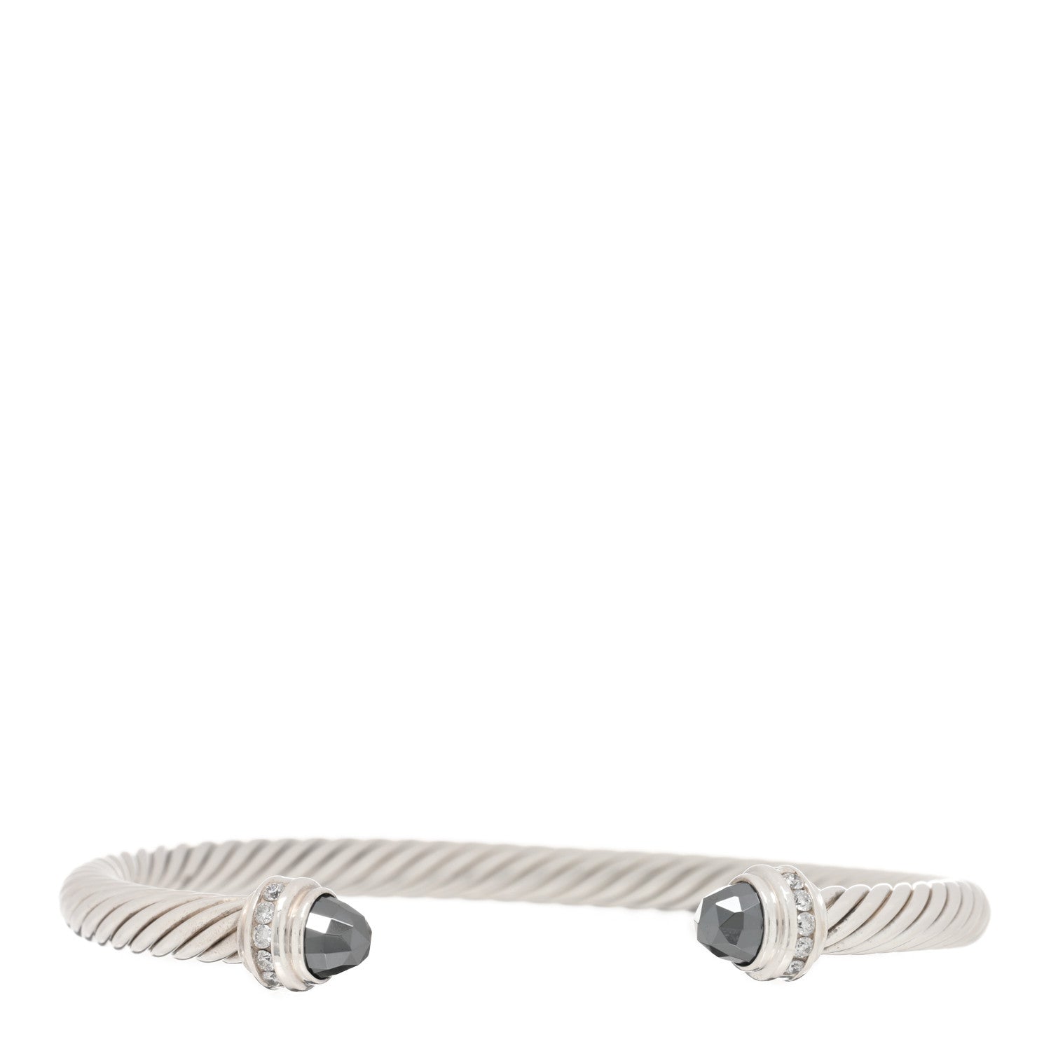 David Yurman Sterling Silver Diamond Hematite 5mm Cable Classics Bracelet 1 of 3