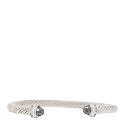 David Yurman Sterling Silver Diamond Hematite 5mm Cable Classics Bracelet 1 of 3