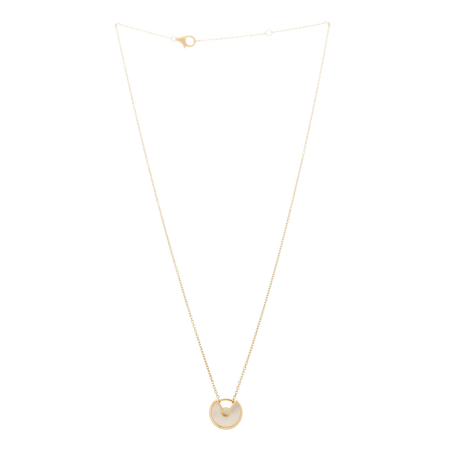 Cartier 18K Yellow Gold Diamond Mother of Pearl XS Amulette de Cartier Pendant Necklace 3 of 5