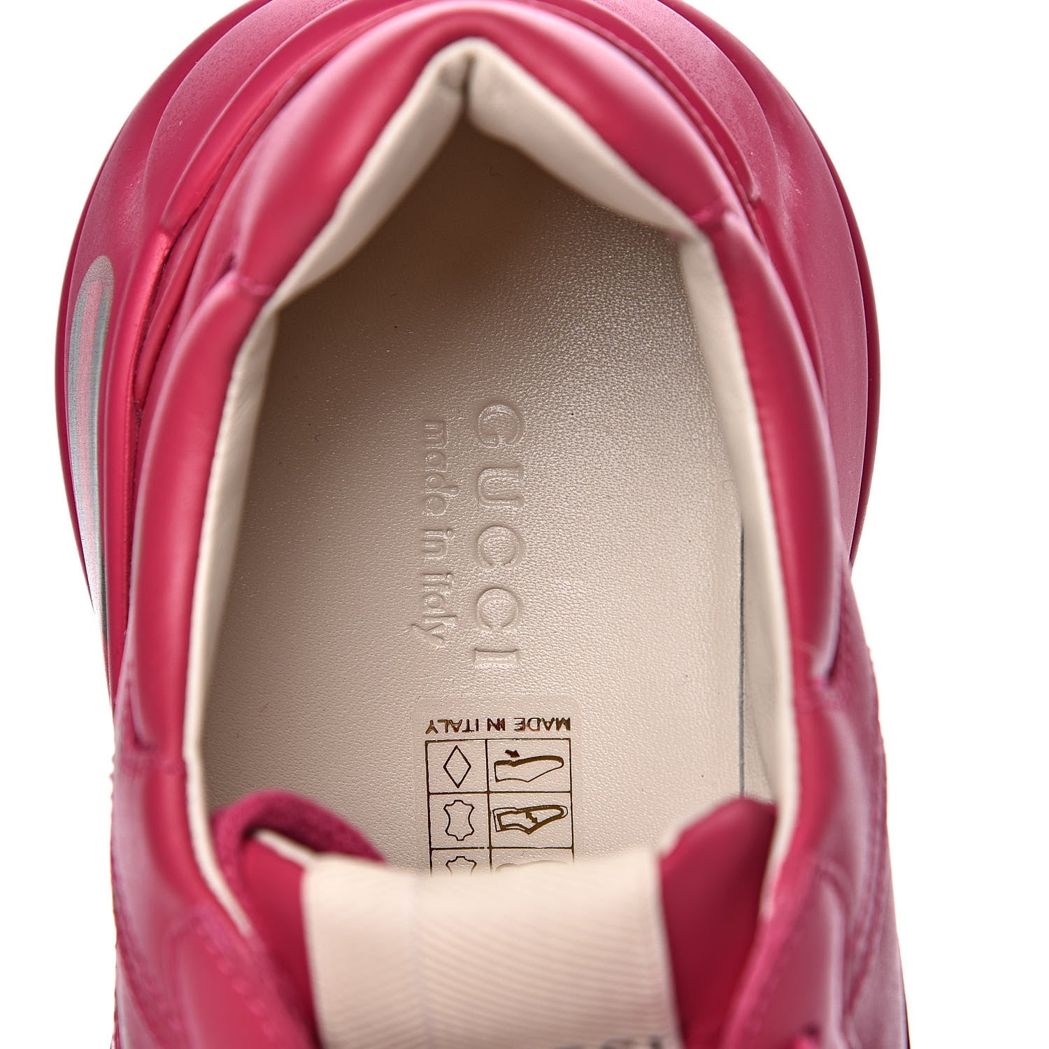 Gucci Calfskin Logo Womens Rhyton Sneakers 37.5 Box Pink 6 of 9