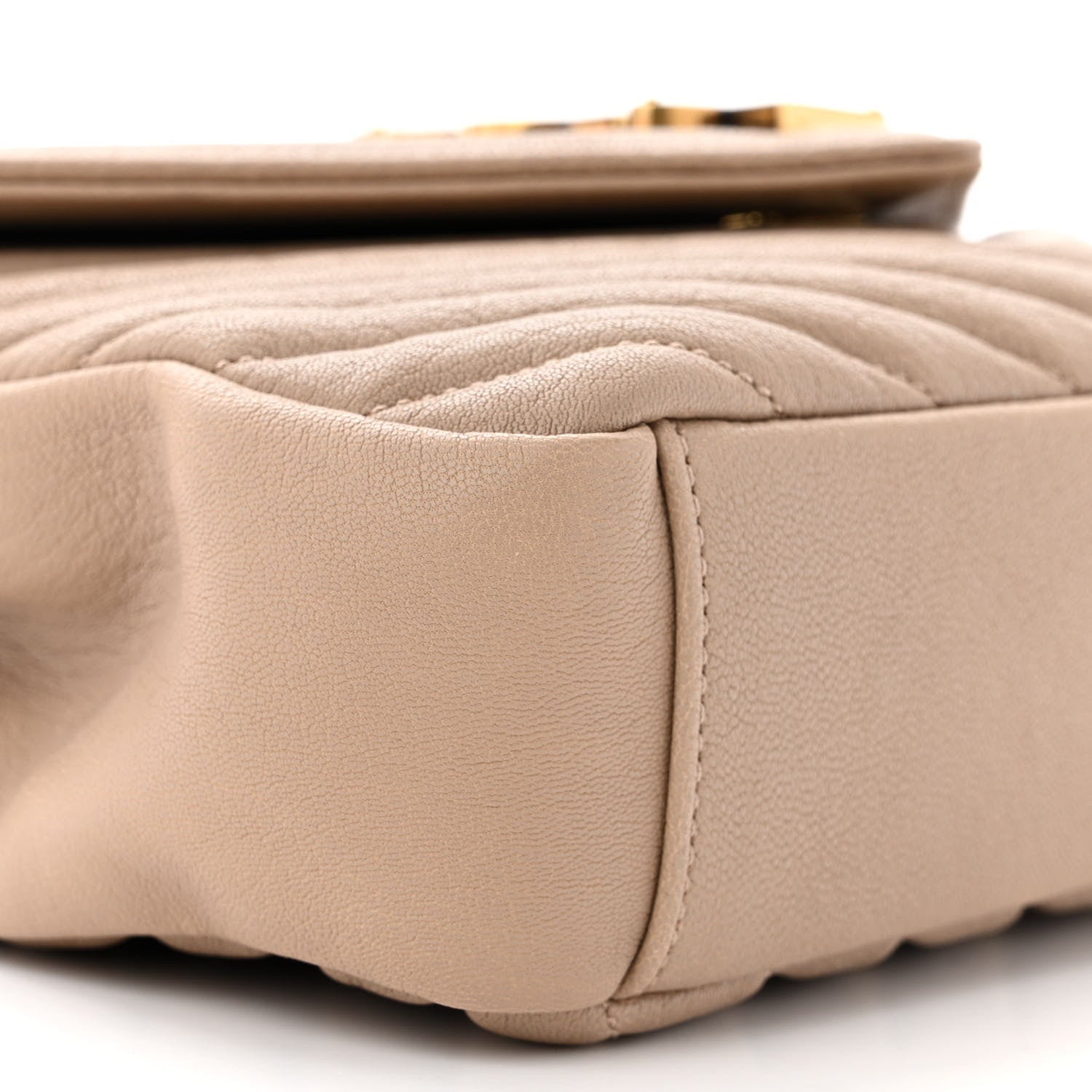 Saint Laurent Sheepskin Matelasse Chevron Monogram Medium College Bag Dark Beige 9 of 11