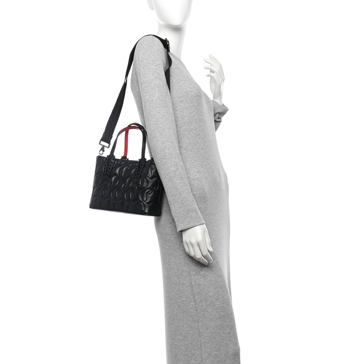 Nappa Embossed Mini East West Cabata Tote Black