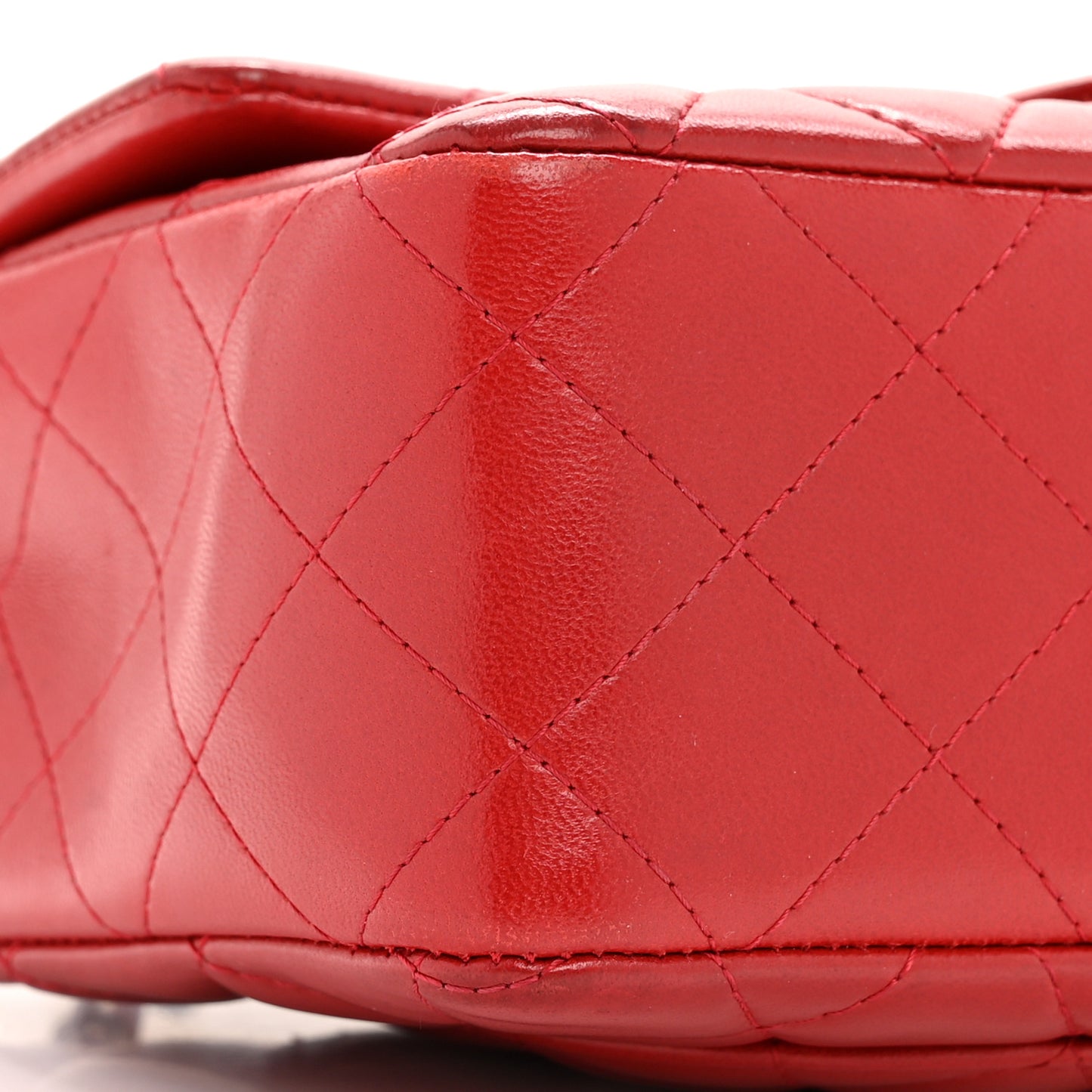 Lambskin Quilted Mini Rectangular Flap Red