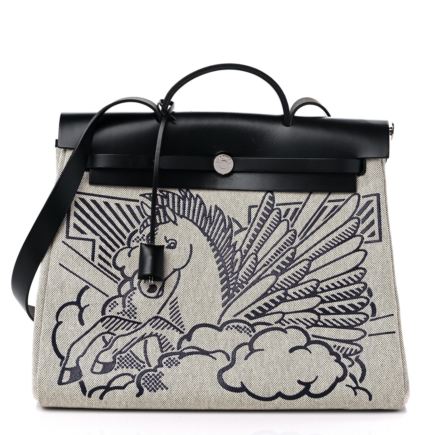 Vache Hunter Toile H Pegase Pop Herbag Zip Retourne 39 MM Bleu Indigo Ecru Black