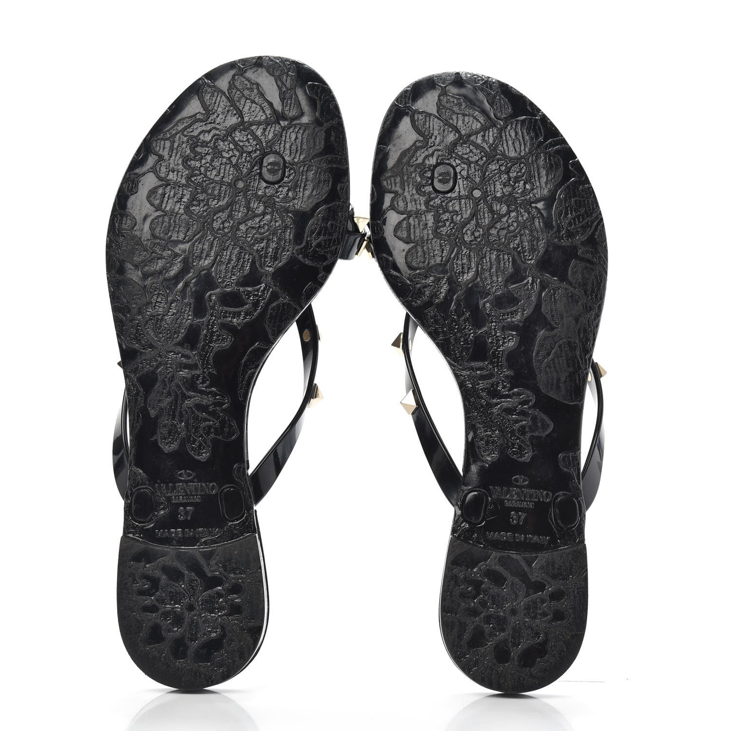 Valentino Garavani PVC Jelly Rockstud Bow Thong Sandals 37 Black 5 of 8