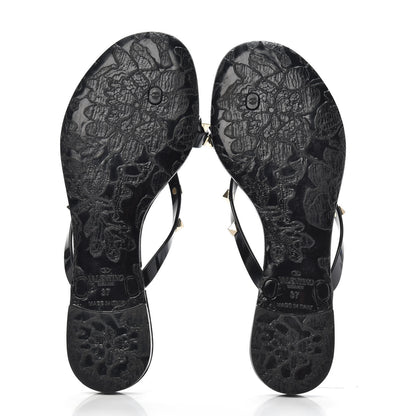 Valentino Garavani PVC Jelly Rockstud Bow Thong Sandals 37 Black 5 of 8