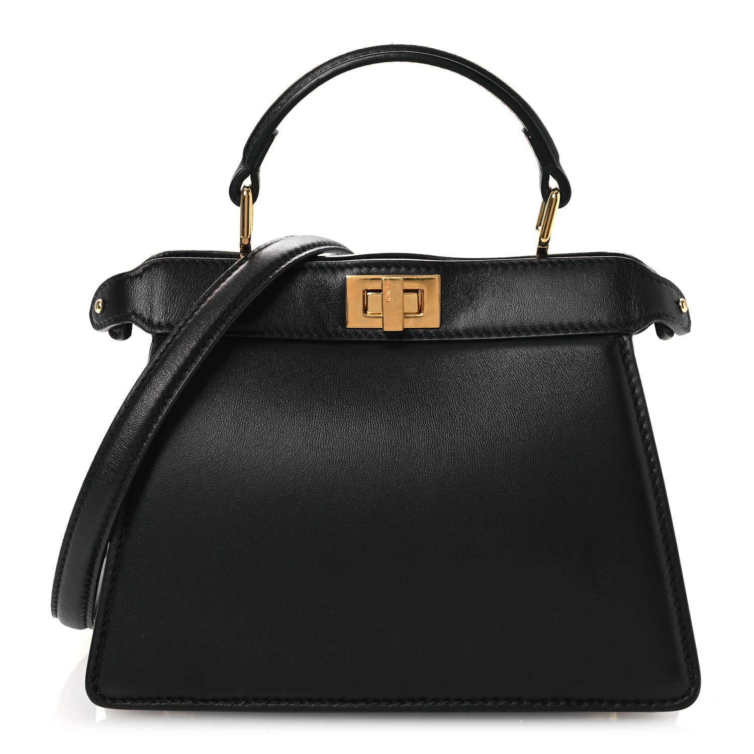 Fendi Shiny Nappa Petite Peekaboo I SEE U Satchel Black 1 of 13