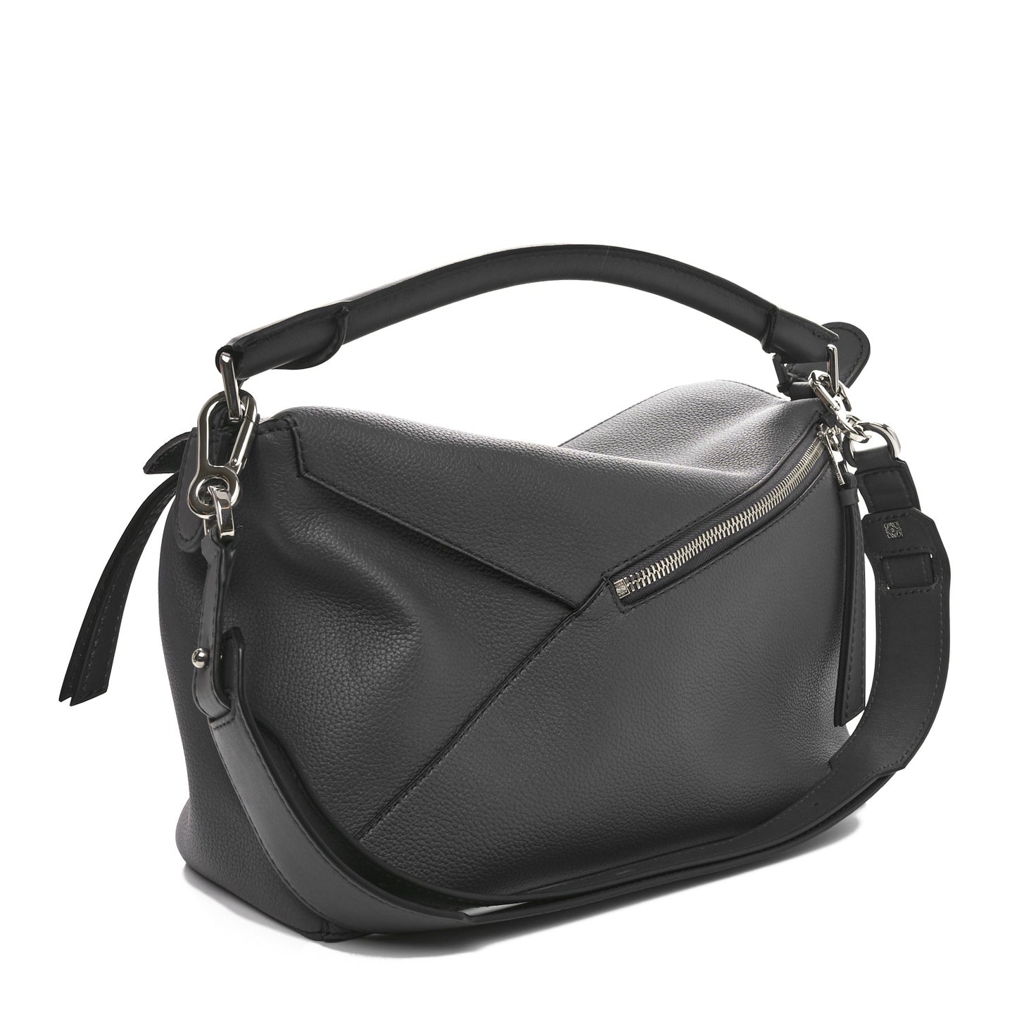 Calfskin Large Puzzle Edge Bag Dark Grey