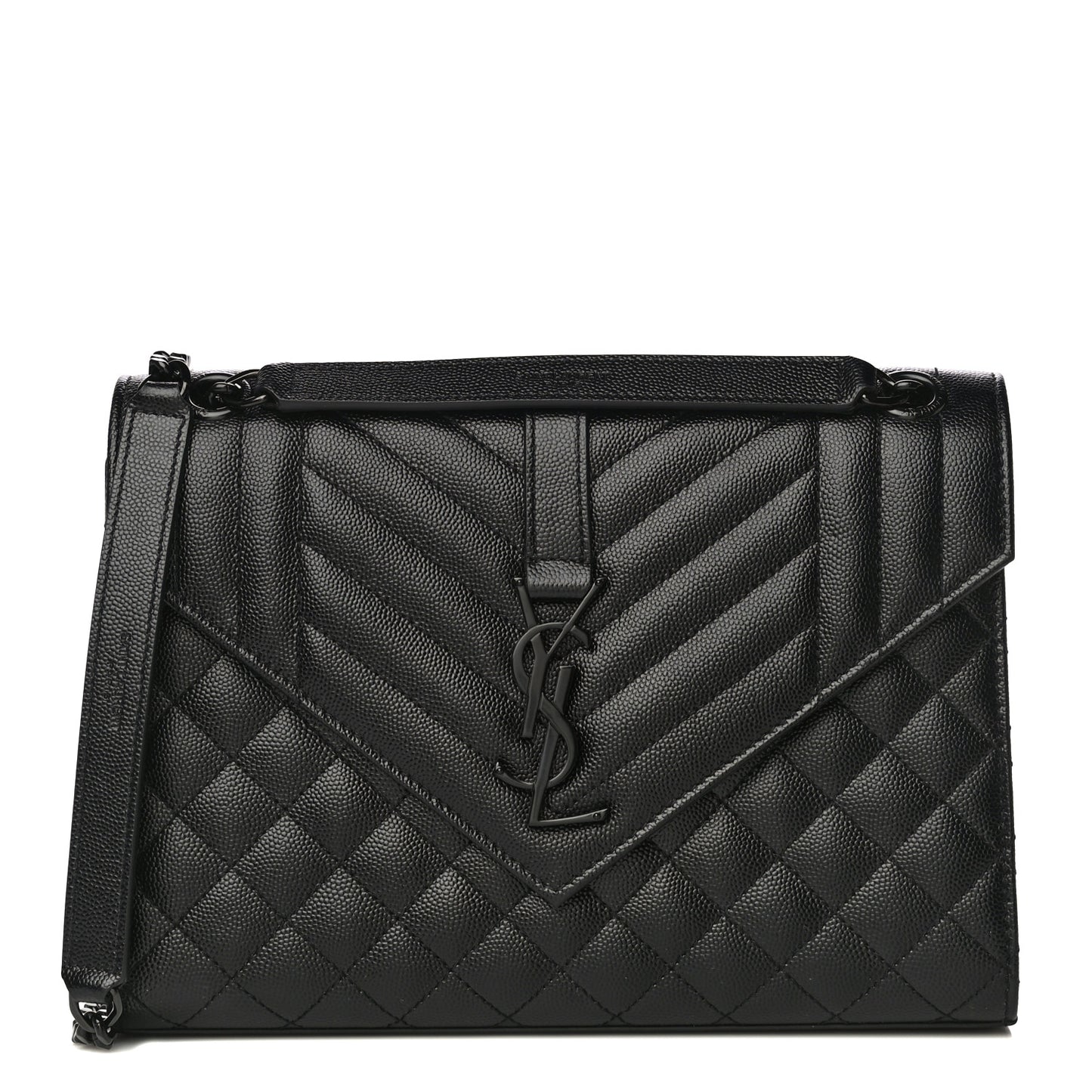 Grain De Poudre Textured Mixed Matelasse Triquilt Medium Monogram Satchel Black