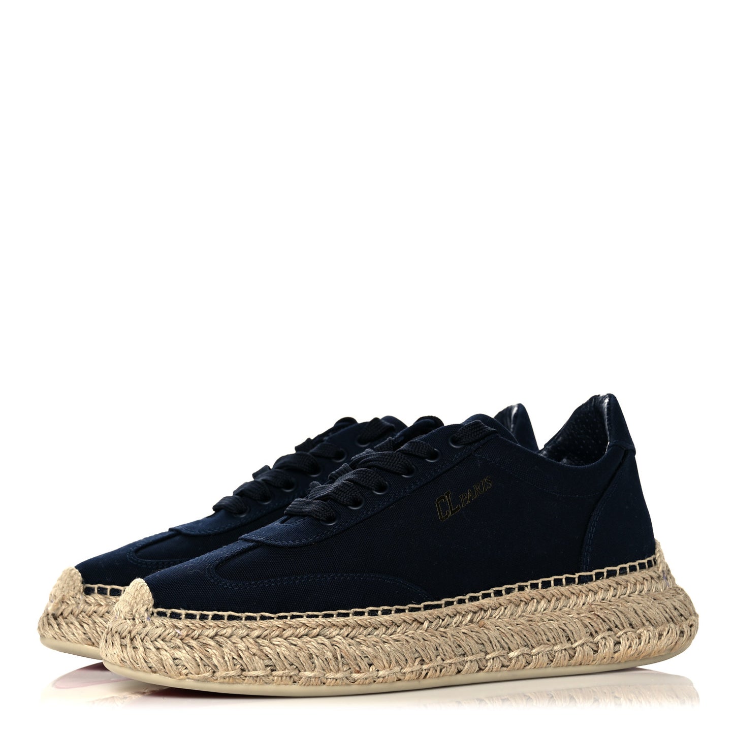 Toile Calfskin Espasneak Flat Sneaker 39 Navy