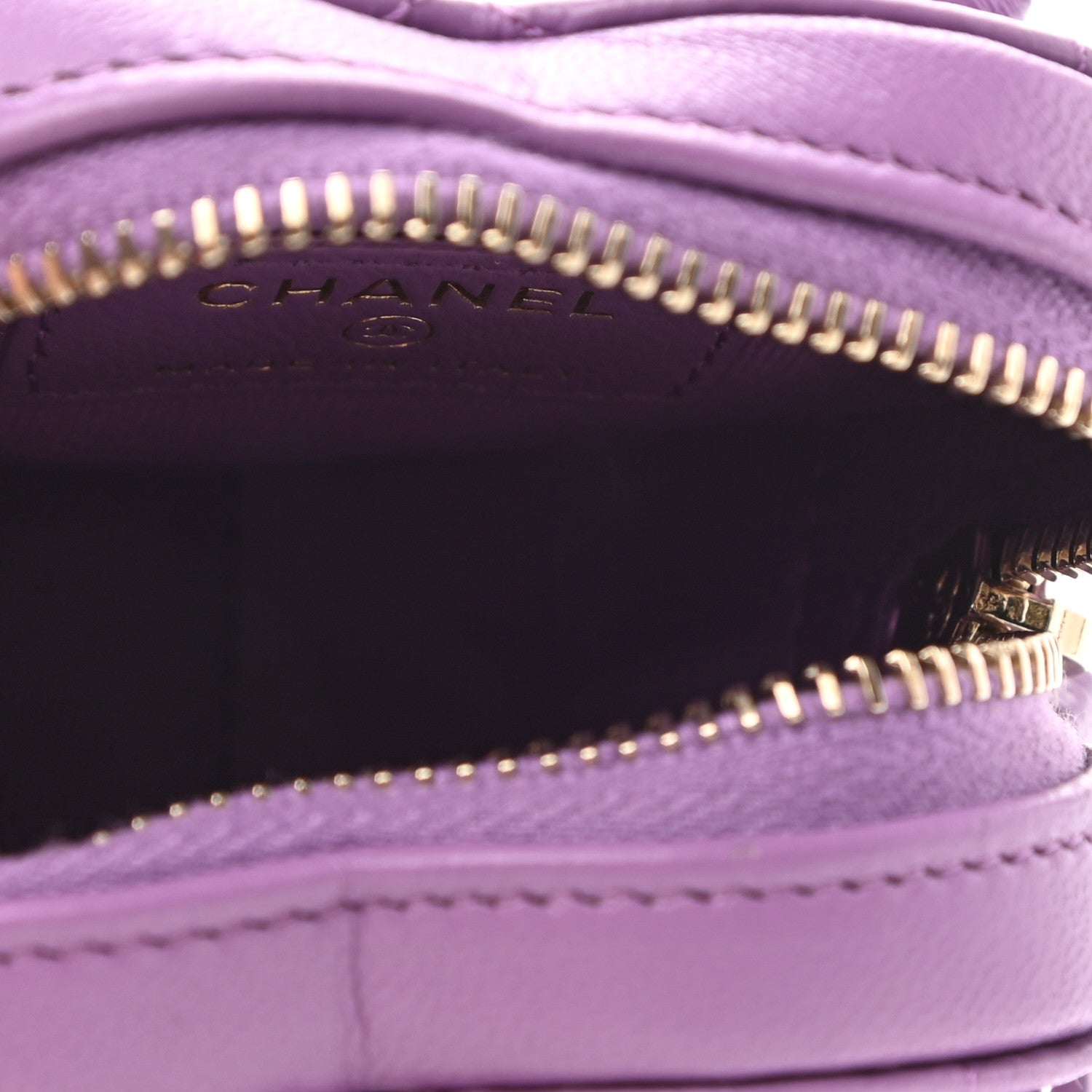 Chanel Lambskin Quilted CC In Love Heart Zipped Arm Coin Purse Purple 5 of 8