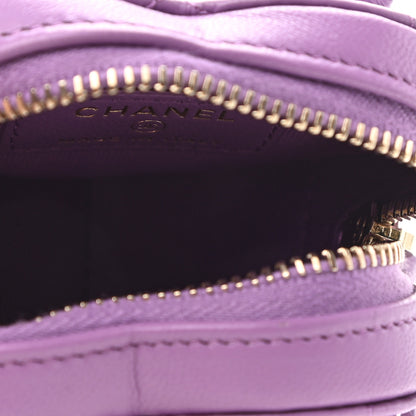 Chanel Lambskin Quilted CC In Love Heart Zipped Arm Coin Purse Purple 5 of 8