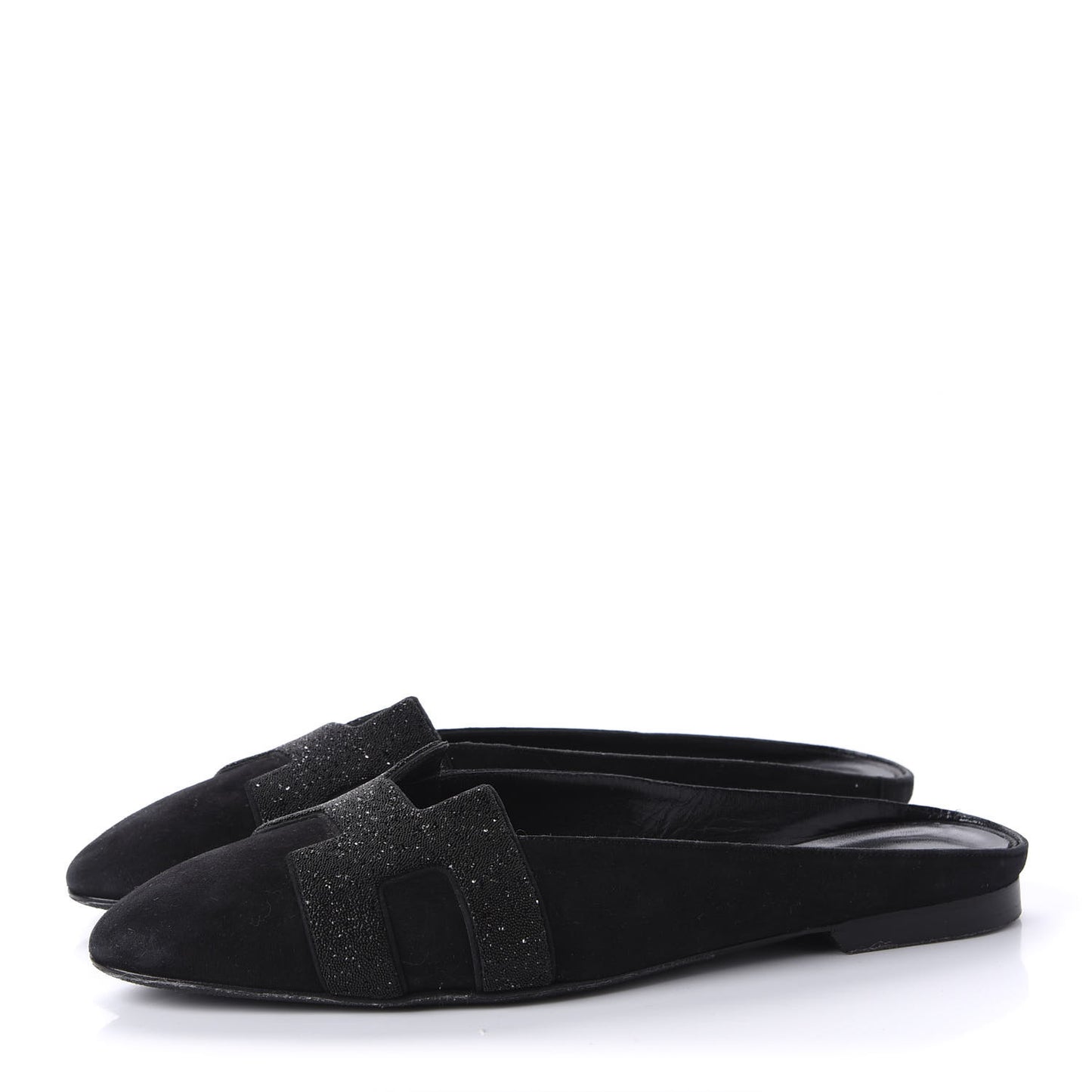 Suede Goatskin Crystal Roxane Mules 36 Black