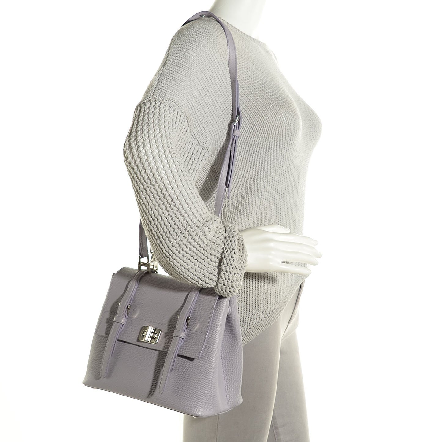Saffiano Cuir Convertible Top Handle Tote Glicine
