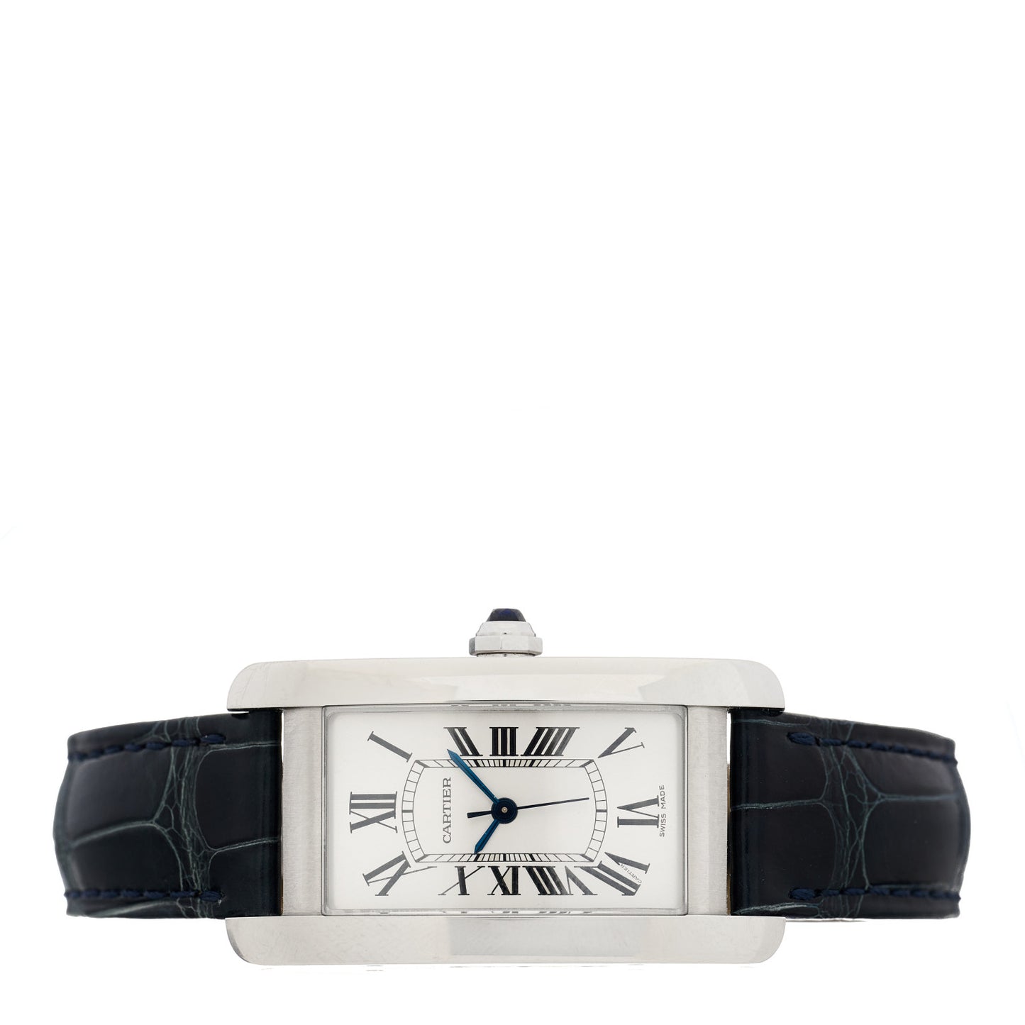 Stainless Steel Alligator 22mm Tank Americaine Automatic Watch Blue