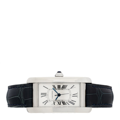 Cartier Stainless Steel Alligator 22mm Tank Americaine Automatic Watch Blue 2 of 5