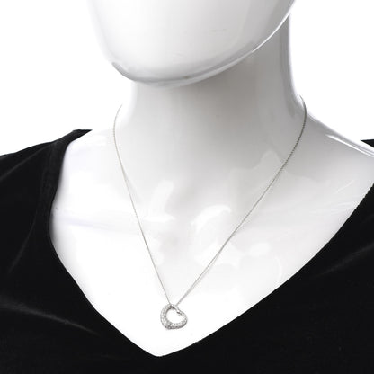 Tiffany Platinum Diamond 16mm Elsa Peretti Open Heart Pave Pendant Necklace 2 of 5