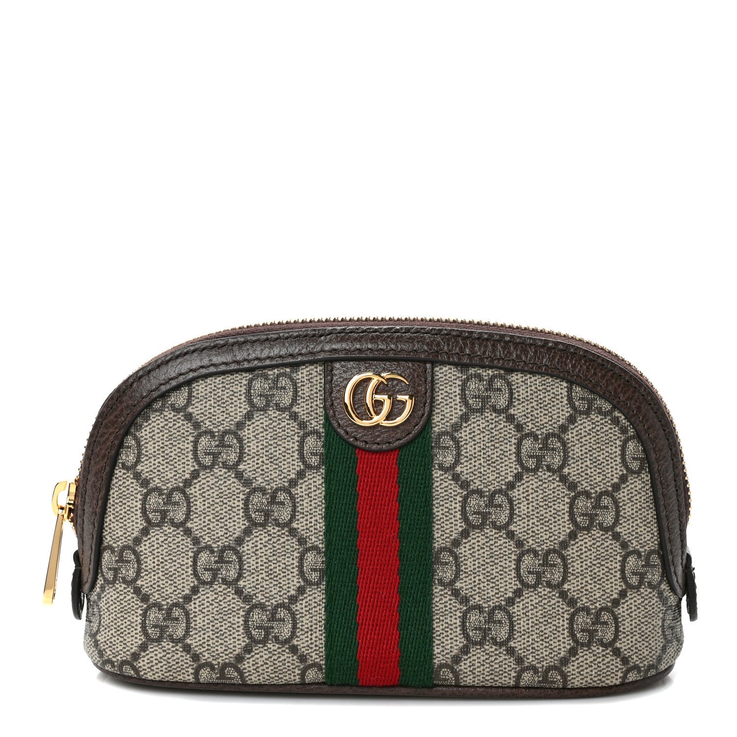 Gucci GG Supreme Monogram Textured Calfskin Web Medium Ophidia Cosmetic Case Beige Ebony New Acero 1 of 8