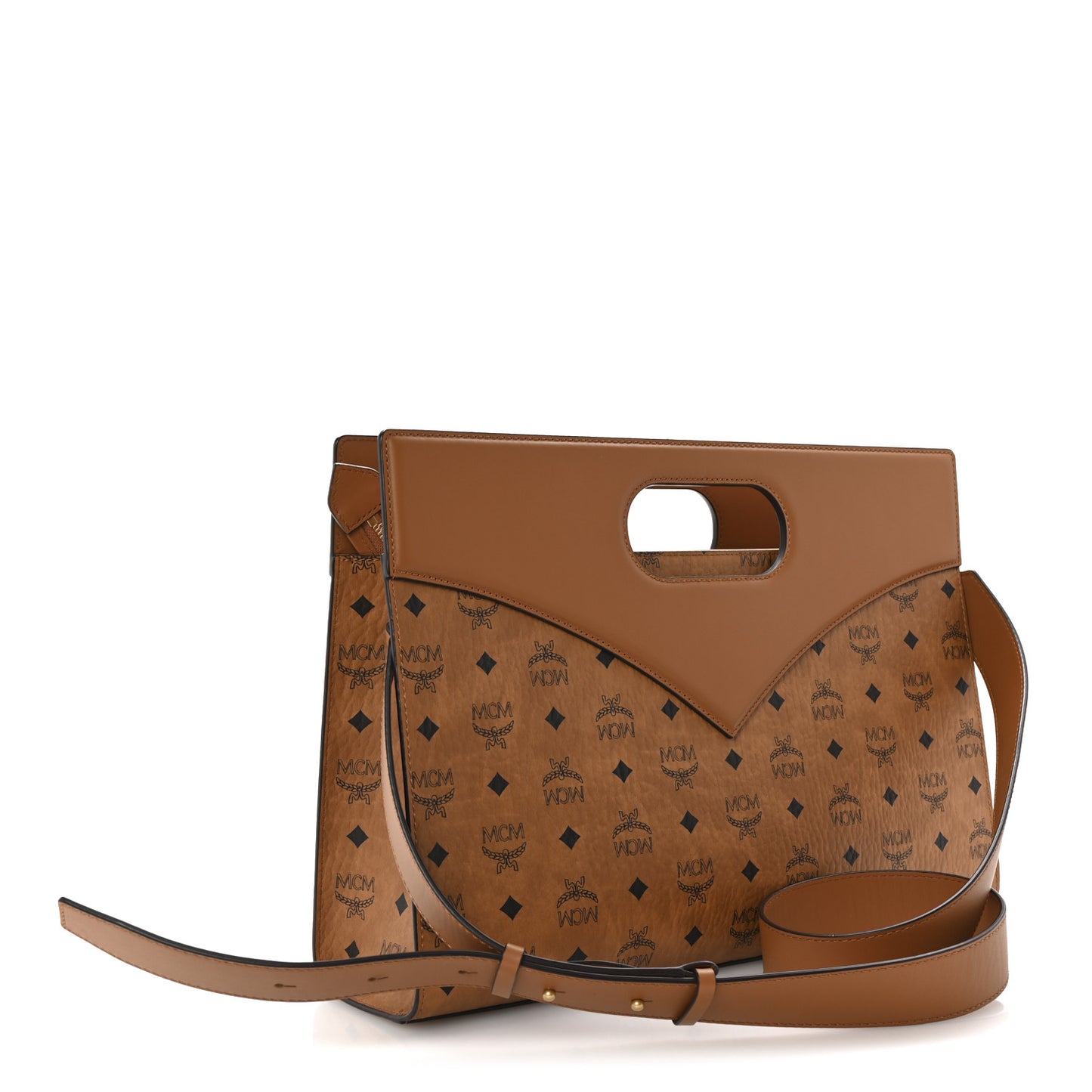 Visetos Calfskin Medium Diamond Tote Cognac