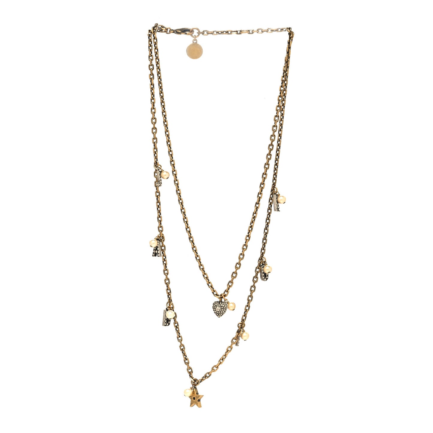 Metal Star J'adior Multi Strand Necklace Aged Gold