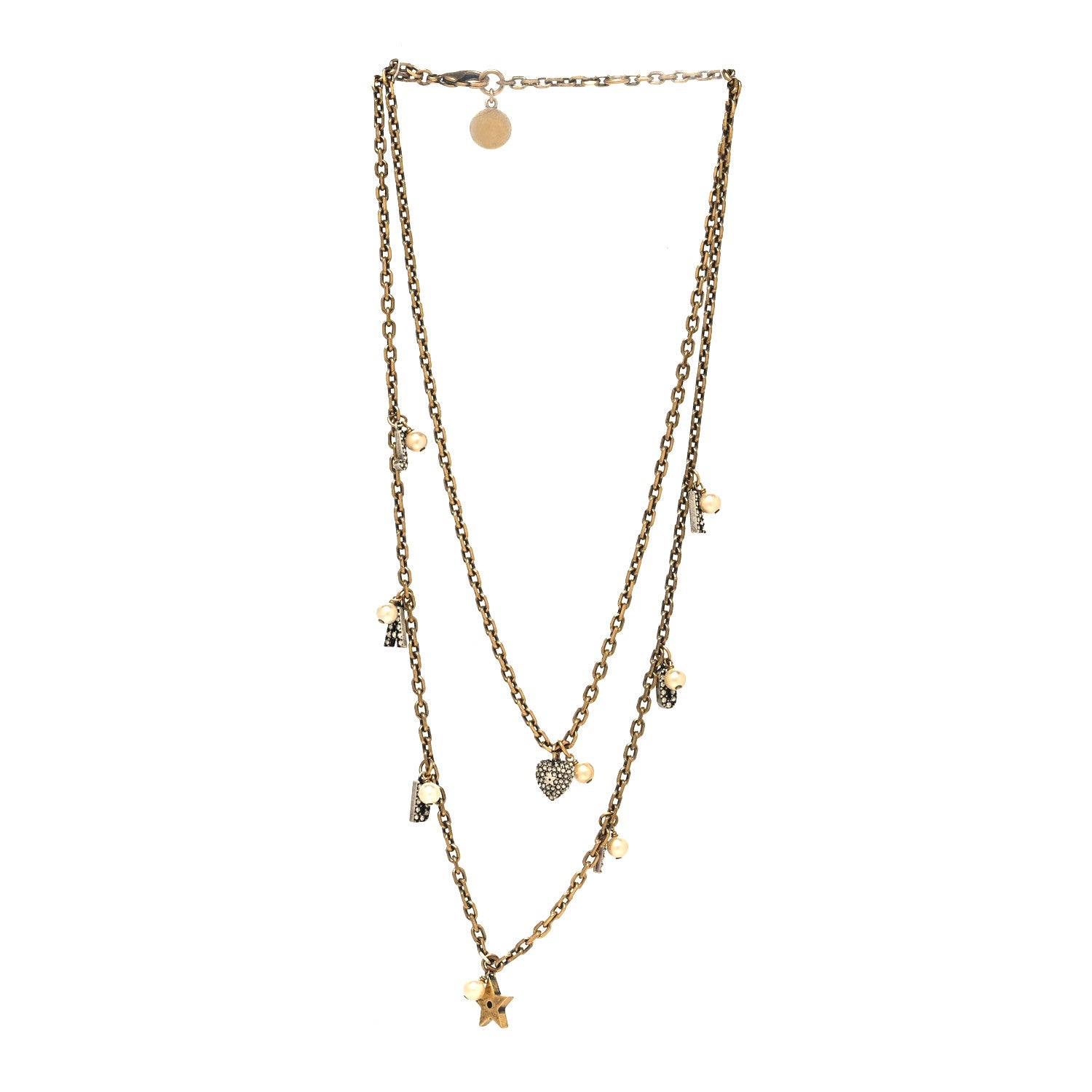 Christian Dior Metal Star J'adior Multi Strand Necklace Aged Gold 3 of 5