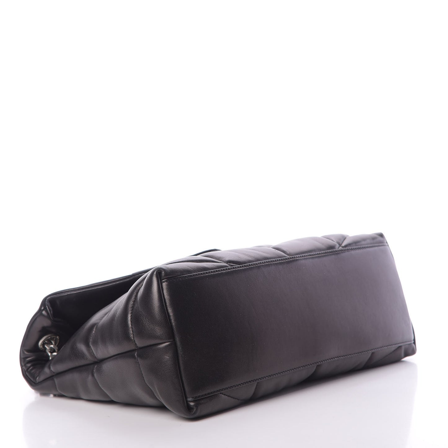 Lambskin Quilted Medium Loulou Puffer Monogram Chain Satchel Black