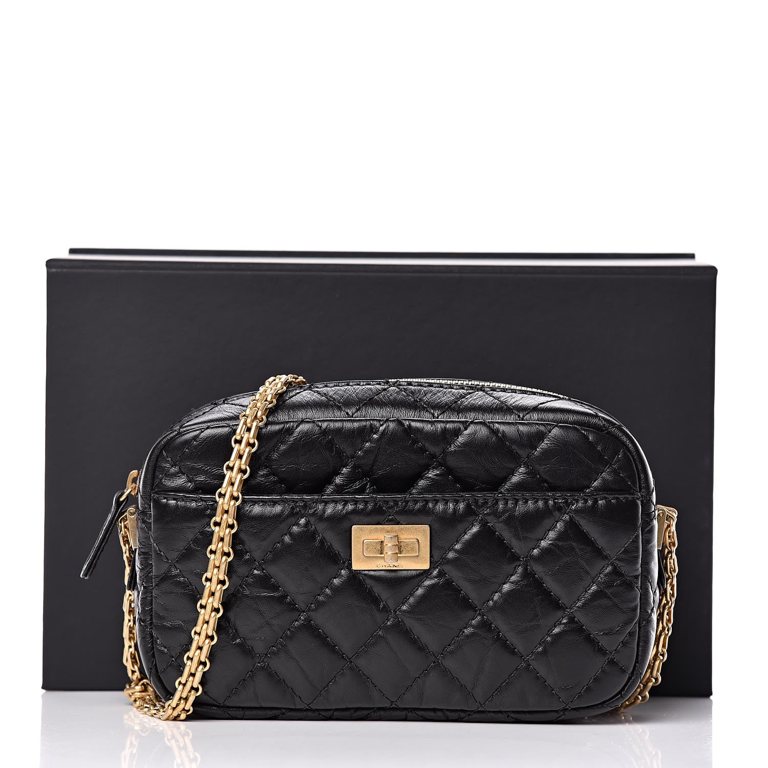 Chanel Aged Calfskin Quilted Mini Reissue Camera Case Black 10 of 10