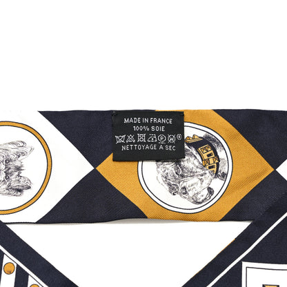 Hermes Silk Colliers Et Chiens Twilly Black Gold White 4 of 4