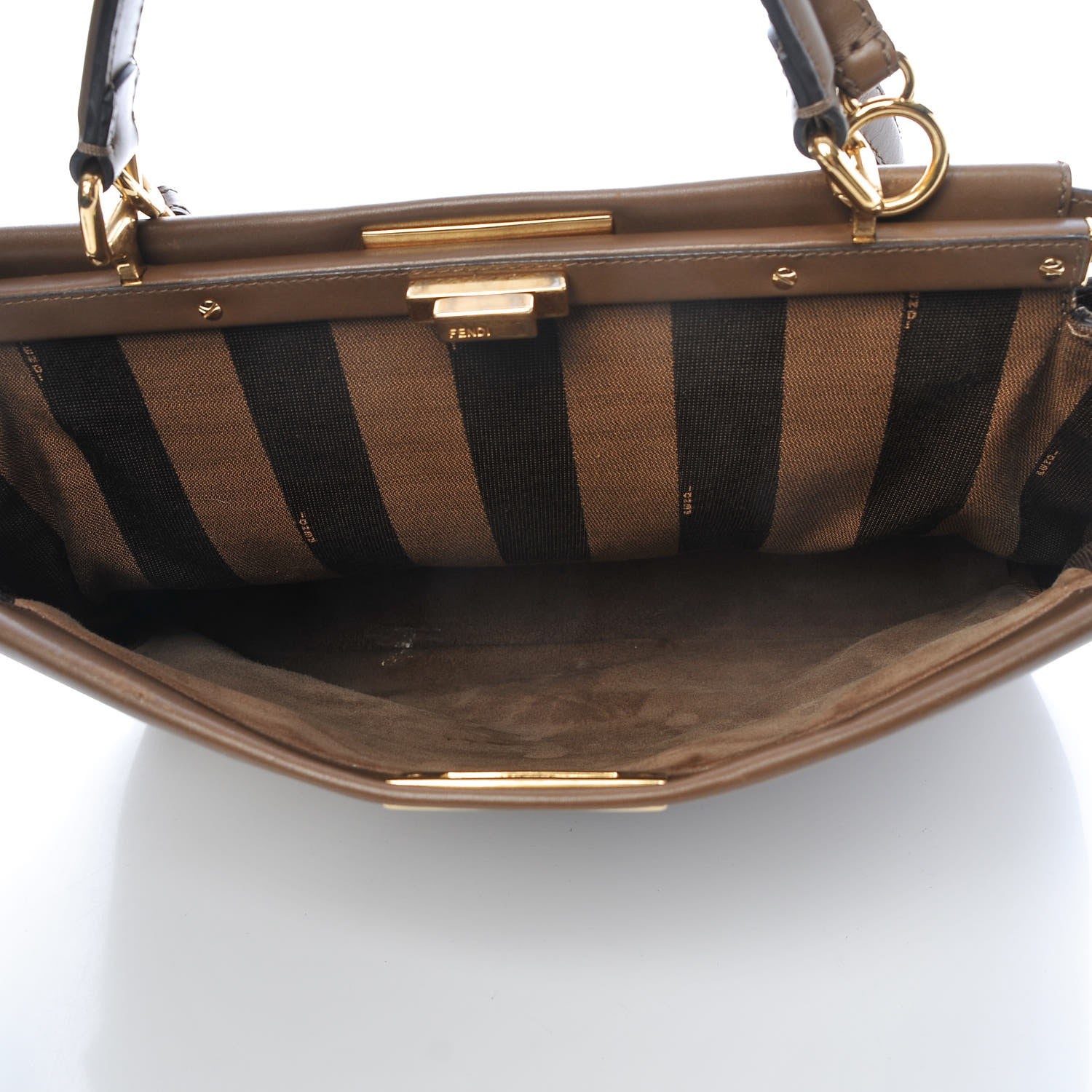Fendi Vitello Morgan Fabric Jacquard Pequin Large Peekaboo Iconic Satchel Foresta Tobacco Black 7 of 16