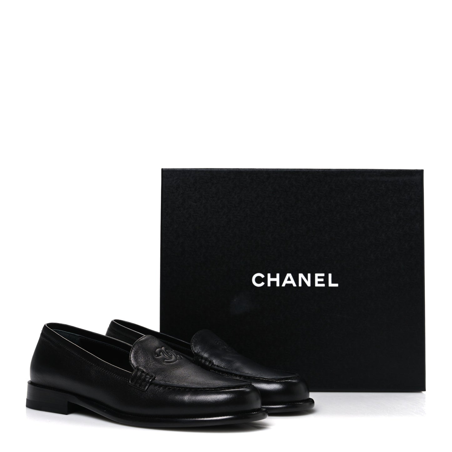 Lambskin CC Mocassin Loafers 38 Black