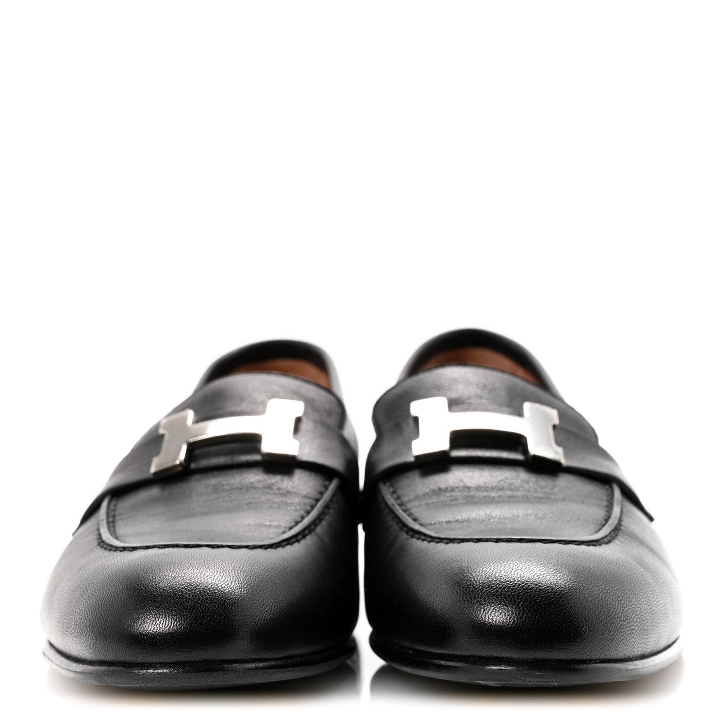 Hermes Goatskin Womens Paris Loafers 37 Black 3 of 10