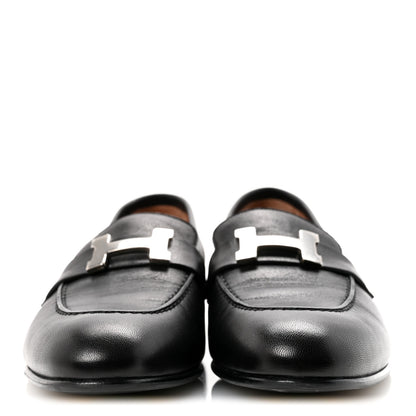 Hermes Goatskin Womens Paris Loafers 37 Black 3 of 10
