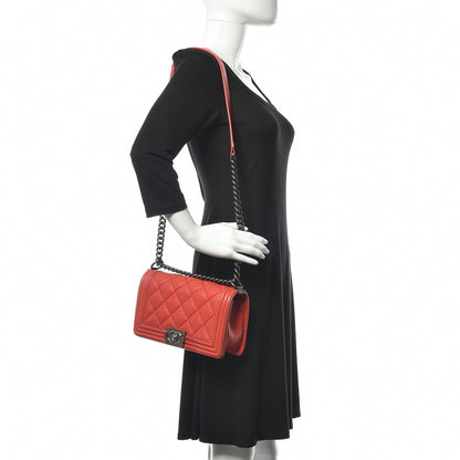 Chanel Calfskin Quilted Double Stitch Medium Boy Flap Red 2 of 21