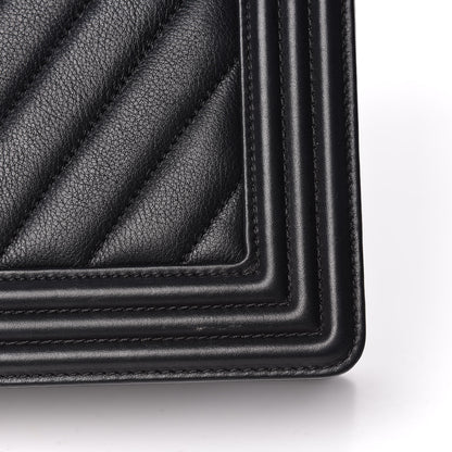 Chanel Calfskin Chevron Quilted Boy Convertible Clutch Flap Black 11 of 21