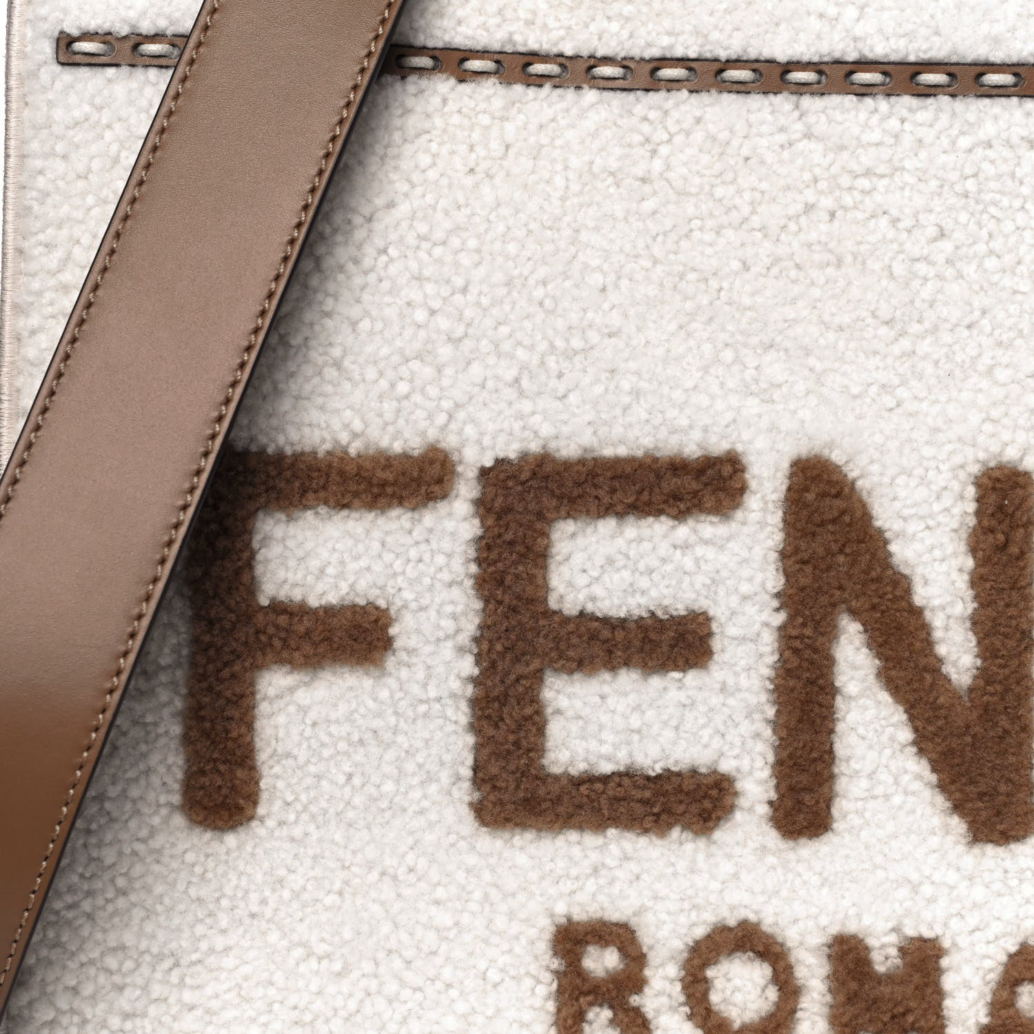 Fendi Shearling Vitello King Logo Medium Fendi Sunshine Shopper Tote White 8 of 12
