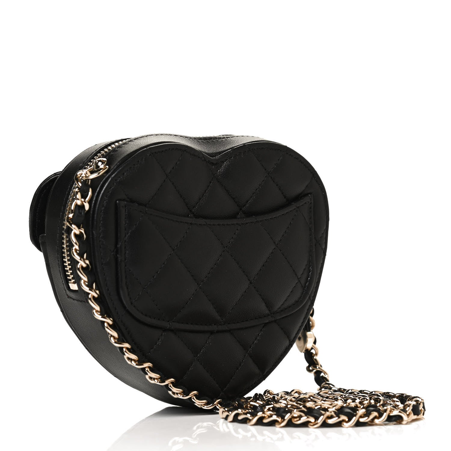 Chanel Lambskin Quilted CC In Love Heart Clutch With Chain Black 3 of 11
