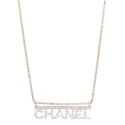 Chanel Metal Crystal Logo Necklace Gold 1 of 6
