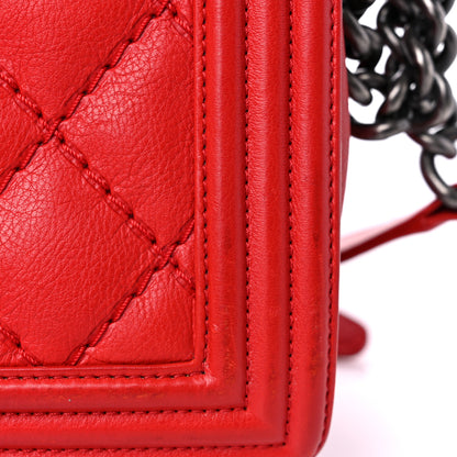 Chanel Calfskin Quilted Double Stitch Large Boy Flap Red 16 of 22
