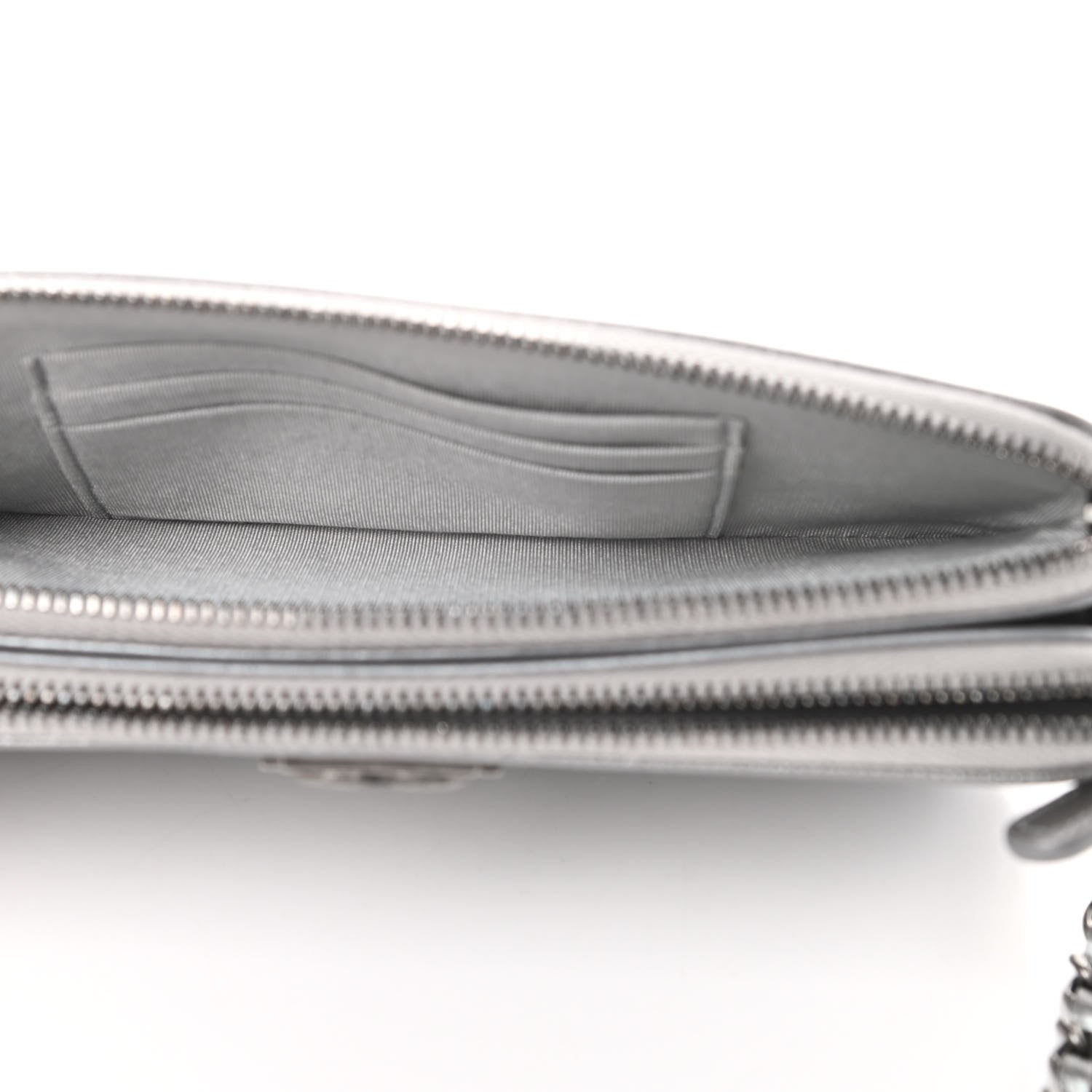 Chanel Metallic Caviar Quilted Small Boy Clutch With Chain Silver 5 of 14