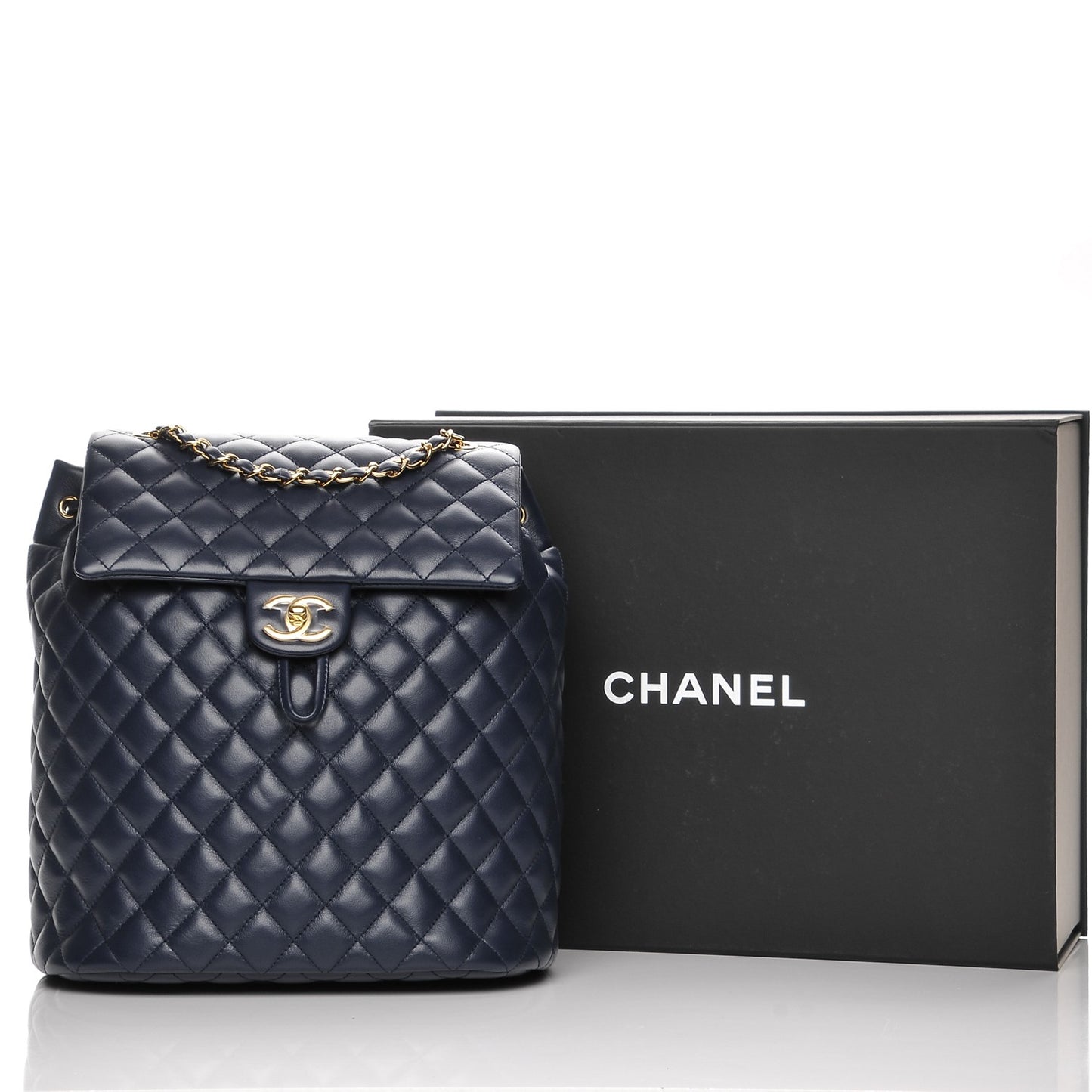 Calfskin Quilted Large Urban Spirit Backpack Navy