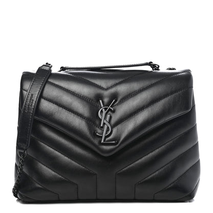 Saint Laurent Calfskin Y Quilted Monogram Small Loulou Chain Satchel Black 1 of 4