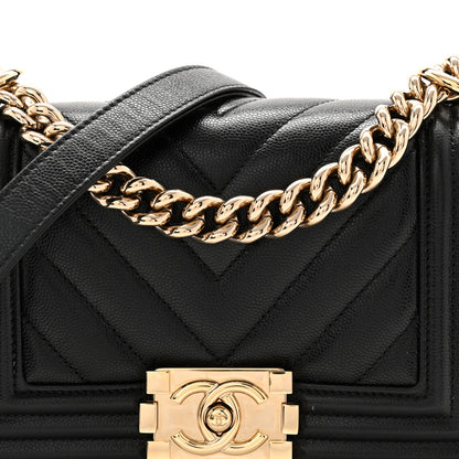 Chanel Caviar Chevron Quilted Small Boy Flap Black 7 of 10