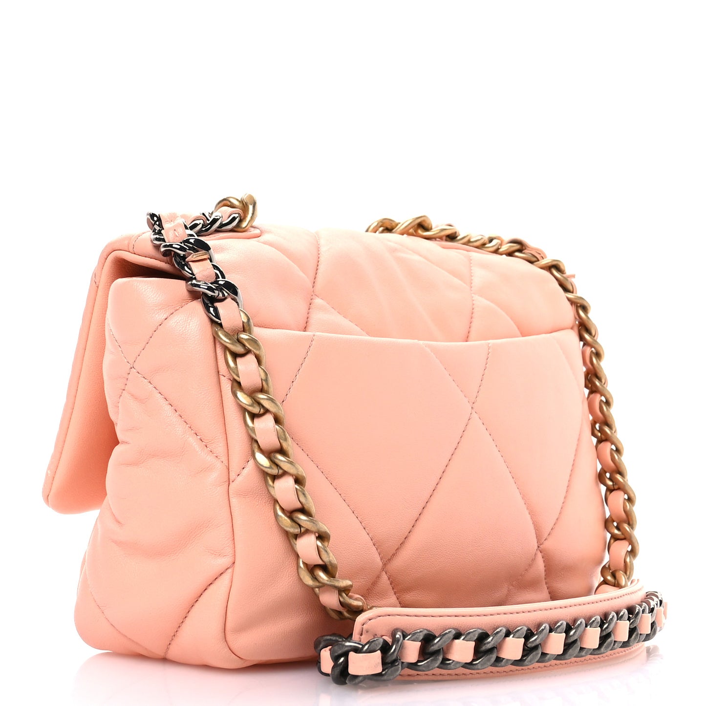 Lambskin Quilted Medium Chanel 19 Flap Light Pink