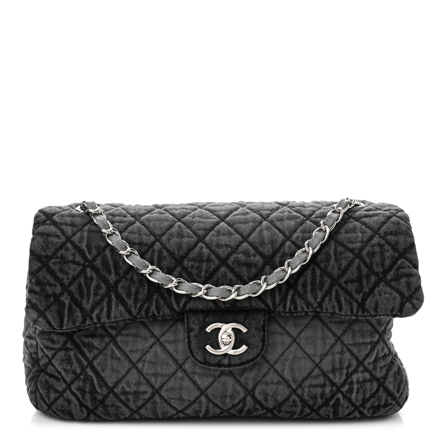 Chanel Denim Quilted Denimpression Flap Grey Black 1 of 10