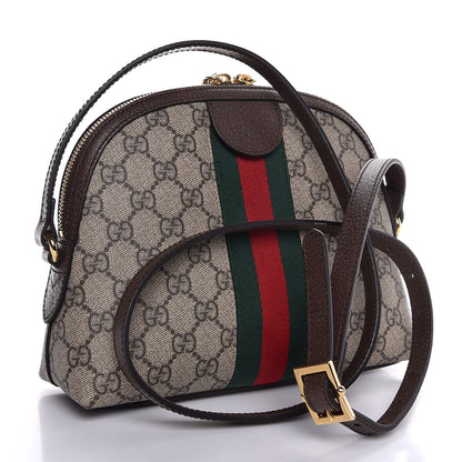 Gucci GG Supreme Monogram Textured Dollar Calfskin Web Small Ophidia Dome Shoulder Bag Beige Ebony New Acero 3 of 8