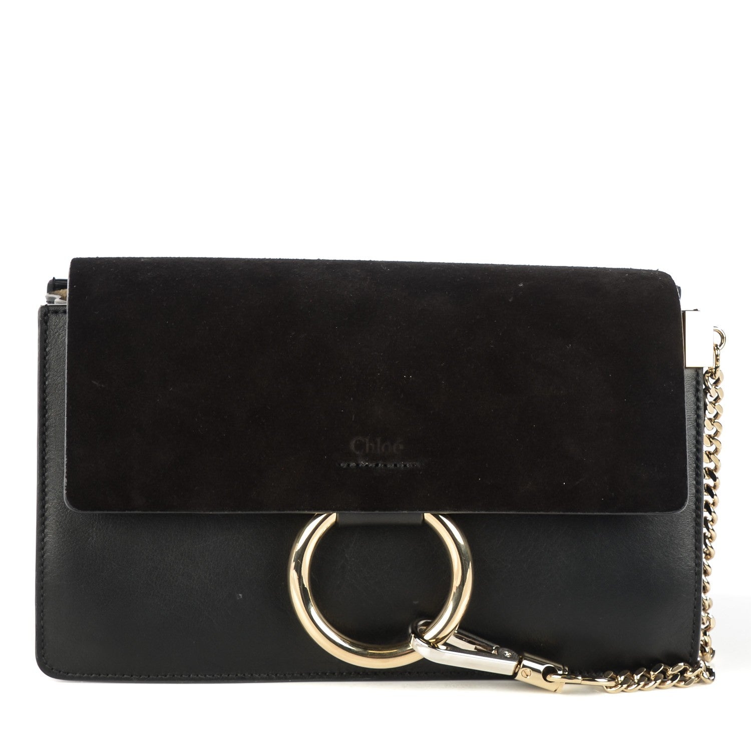 Chloe Suede Calfskin Small Faye Shoulder Bag Black 1 of 9